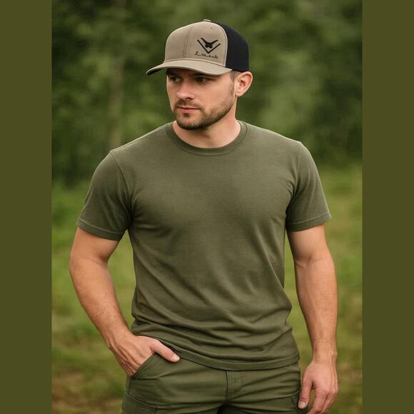 Vortex Optics Logo Trucker Hat Tan Black Mesh Snapback Cap - Picture 1 of 6